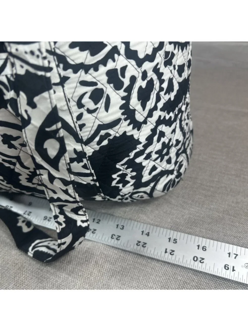 Unbranded Black White Paisley Floral Zip Tote W/ Sides Diaper Travel Work Bag
